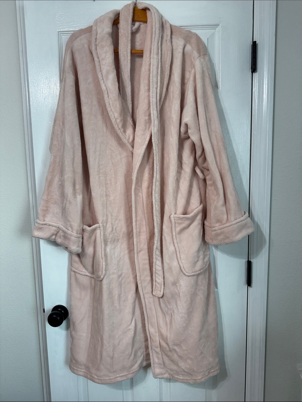 Serra Plush Shawl-Collar Robe in Light Blush
